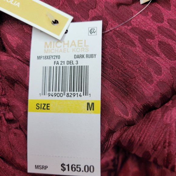 Michael Kors Julia Faux Wrap Ruffle Hem Mini Dress Size M Dark Ruby Cheetah NWT - Picture 9 of 12